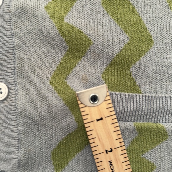 Obey Knit Grandpa Cardigan Blue Green Geometric Sweater Men's Medium.small Stain - Picture 5 of 6